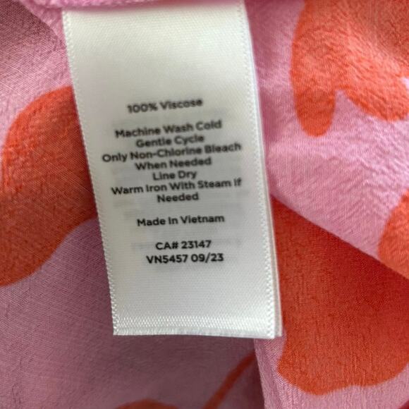Talbots Blouse Top Pink Women Spring Short Sleeve Preppy Colorful Floral Size LP - Picture 7 of 7